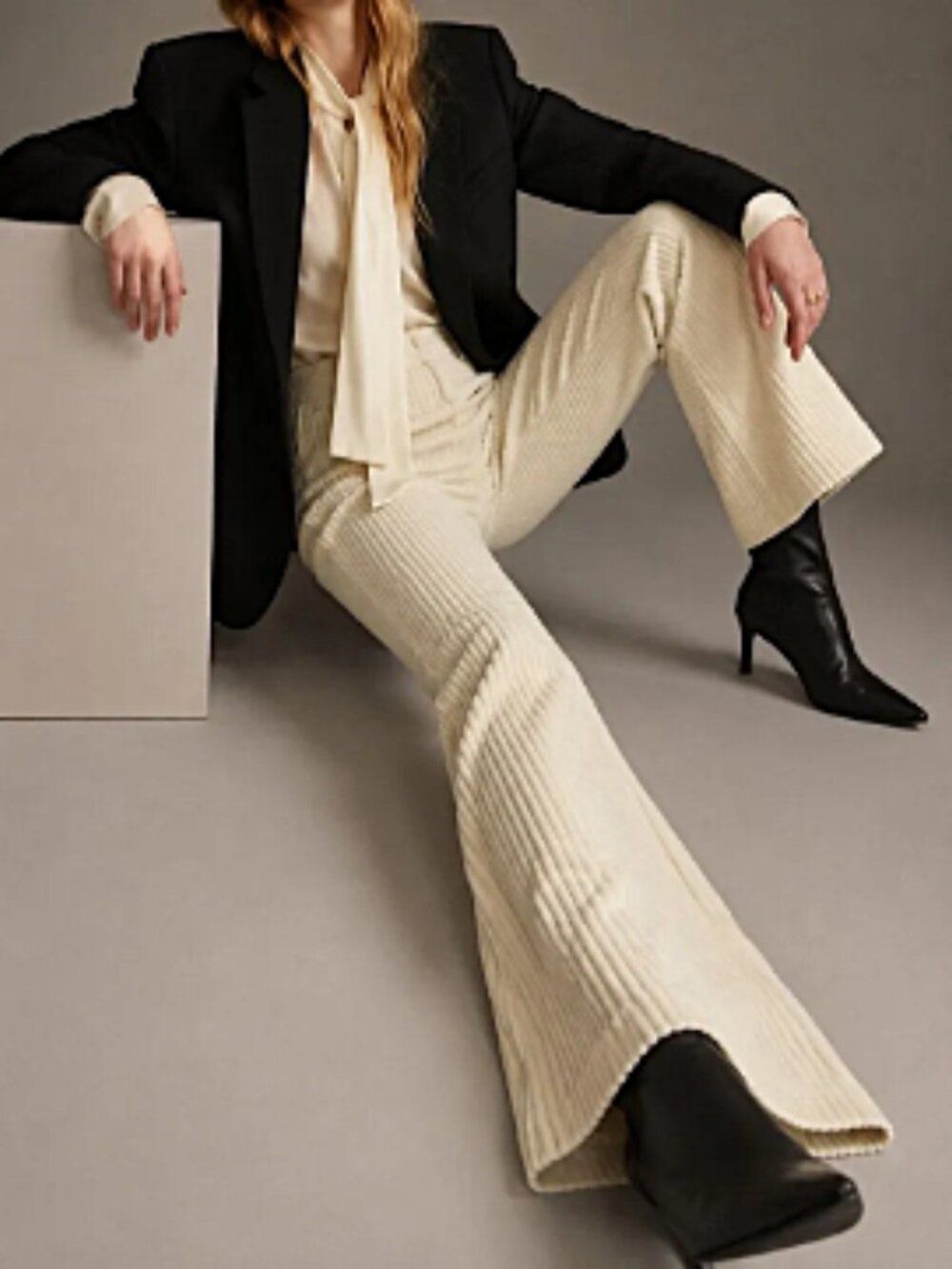 ZARA The Item Vanilla High Rise Corduroy Flare Leg Trouser--NEW--M